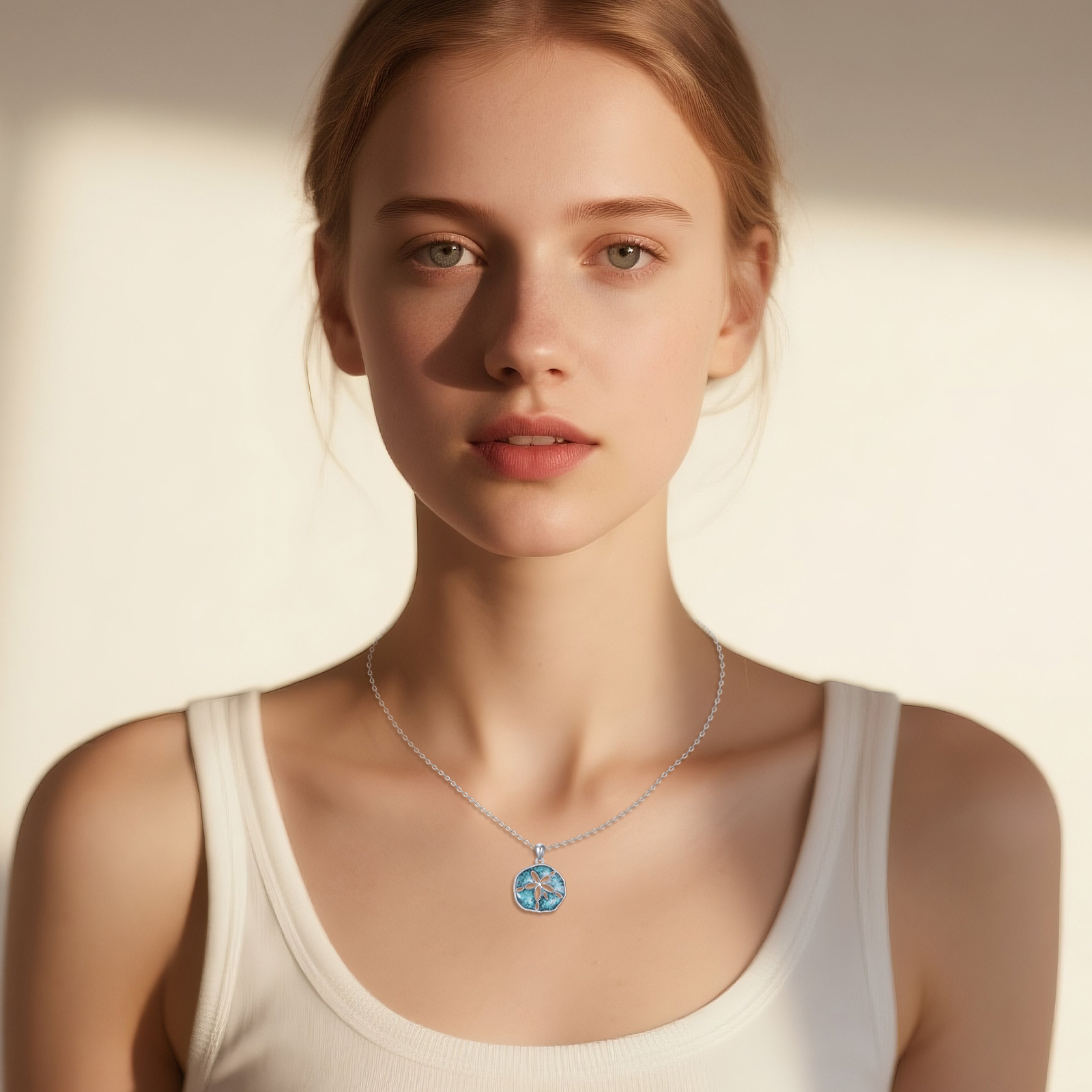 Women's 925 Sterling Silver Turquoise Necklace, Natural Texture